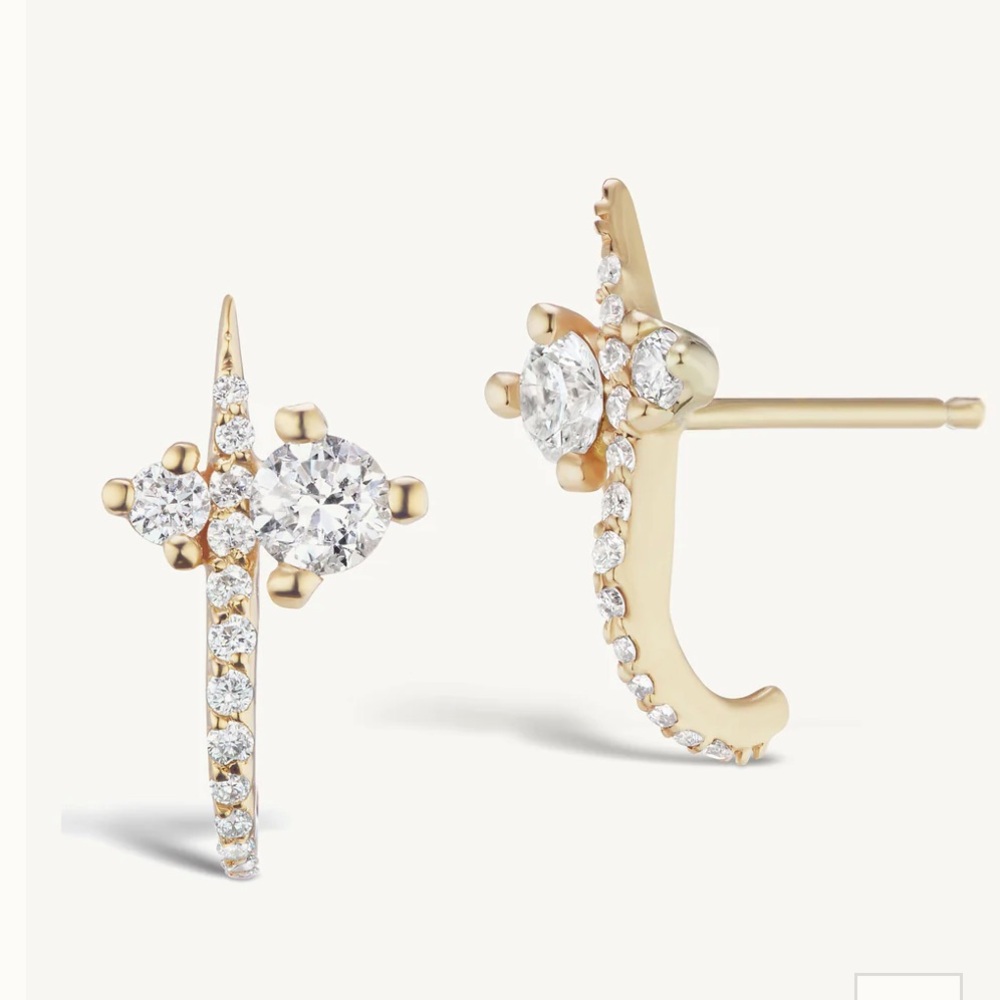 Sophie rather Gold Tone Cubic Zirconia Starburst Drop Earrings - White